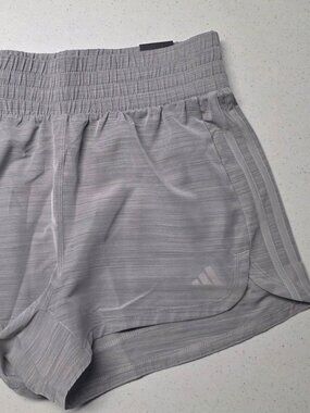 0081 Adidas Gray pacer shorts. regular fit, high rise 3" inseam. size Medium